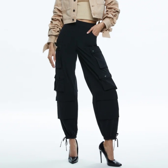 Allice + Olivia OLYMPIA HIGH RISE ANKLE TIE CARGO PANTS | Size 0 - Picture 1 of 12